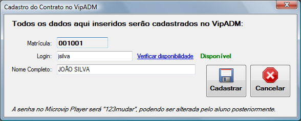 Cadastro VipADM