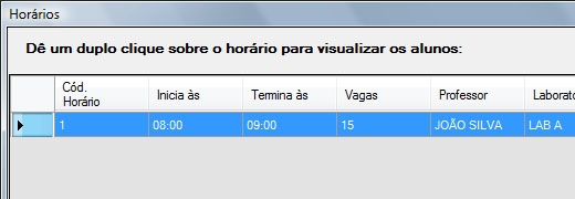 Consulta de horários