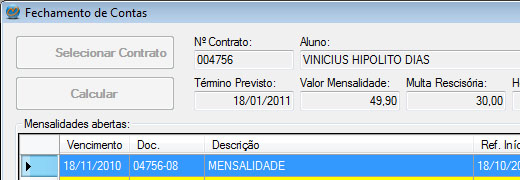 Calcular fechamento