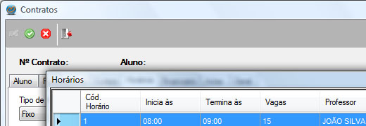 Cadastro contratos - Horário Fixo