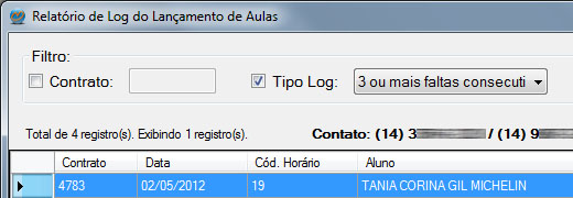 Relatório de Log de Lançamento de Aulas