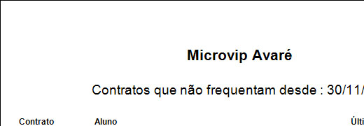 Relatório de contratos que não frequentam