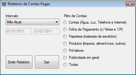 Relatório de Contas Pagas